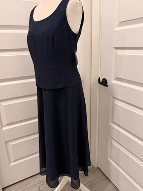 Jessica Howard Navy A-Line Midi Formal Dress, Size 6 NWT